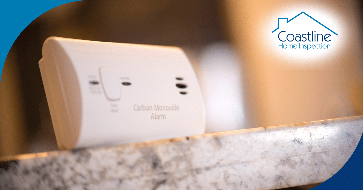 Carbon monoxide alarm placed on a granite countertop